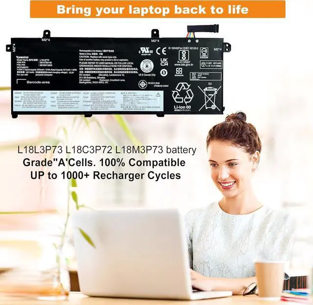 Alt view image 2 of 7 - L18L3P73 L18M3P74 L18C3P72 L18M3P73 51Wh Replacement Battery for Lenovo ThinkPad T14 Gen1/Gen2,ThinkPad T490/T495/P43S/P14s Series Laptop 02DL007/SB10K97646 11.55V 4372mAh