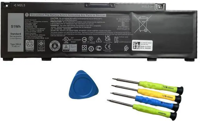 Main image of 266J9 Battery Replacement for Dell G3 15 3500 3590 3790 G5 15 5500 SE 5505 P89F Inspiron 5490 INS 15PR-1545W 1548BR 1645W 1742BR 1742W Series 0415CG C9VNH 0PN1VN 0M4GWP MV07R 11.4V 51Wh 3 Cell
