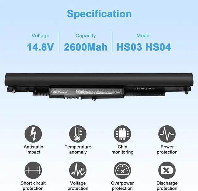 Alt view image 2 of 7 - New HS03 HS04 807956-001 Laptop Battery Replacementfor Hp 14 15 Notebook PC Series 15-ay009dx 15-ba009dx 15-af131dx fits Spare 807957-001 Model HSTNN-LB6U HSTNN-LB6V Part Number TPN-C125 TPN-C126