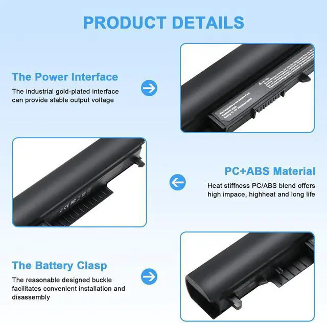 Alt view image 3 of 7 - New HS03 HS04 807956-001 Laptop Battery Replacementfor Hp 14 15 Notebook PC Series 15-ay009dx 15-ba009dx 15-af131dx fits Spare 807957-001 Model HSTNN-LB6U HSTNN-LB6V Part Number TPN-C125 TPN-C126