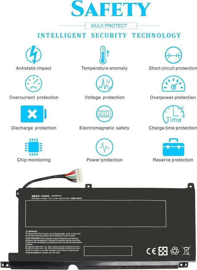 Alt view image 3 of 7 - 52.5WH PG03XL Battery Replacement HP Pavilion Gaming 15 Laptop Battery for hp Pavilion 15-DK0XXX DK0056WM DK0068WM 15-DK0055NR/DK200/EC0013DX 15Z-EC200 16-A0032DX A0035NR L48495-005 Battery(Type A) .