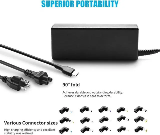 Alt view image 5 of 7 - 100W USB C Universal Laptop Charger Fit for HP Lenovo Dell Acer Asus Toshiba Geteway Samsung MacBook IBM Fujitsu Sony LG MSI Notebook Ultrabook Chromebook Computer AC Adapter Power Cord
