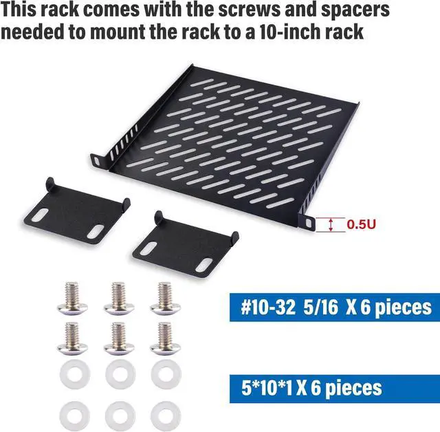 Alt view image 5 of 5 - GeeekPi 0.5U Server Rack Shelf, 7.87" Depth Vented Rack Mount Cantilever Tray for 10 Inch Network Equipment Rack & Cabinet and DeskPi Rackmate T1/T0