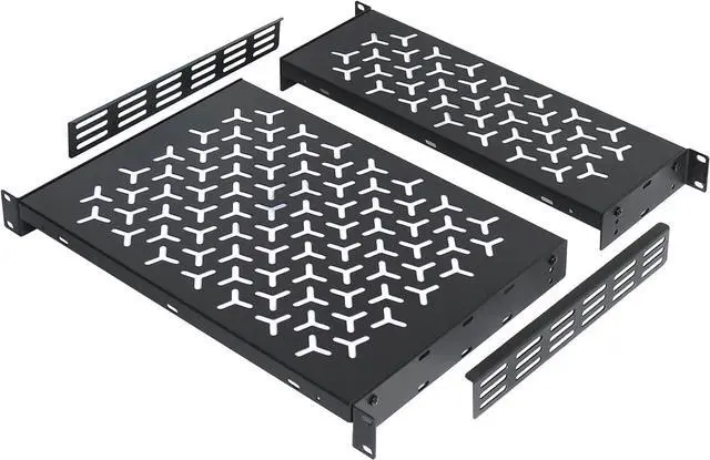Main image of 1U Rack Shelves (2-Pack), 1 PCS 6" Deep Cantilever & 1 PCS 12" Deep Cantilever, with Optional Joints to Combine as One Full Size Server Rack Shelf