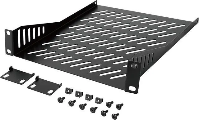 Main image of Tecmojo 1U Rack Mount Shelf for 10" Server Rack, 7.87" Deep Vented Cantilever Tray, Metal Shelf for Network Cabinet, Server Enclosure, Enhanced Airflow, Black