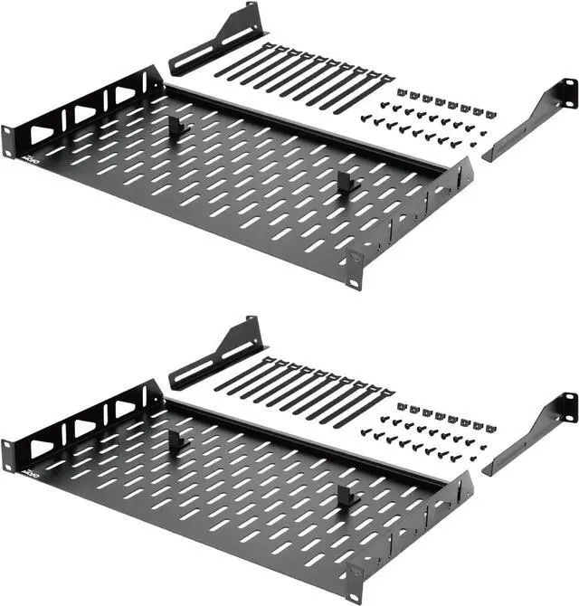 Main image of Tecmojo 1U Rack Shelf,19 inch,Server Rack Shelf 10 inch Depth,Rack Mount Shelf with Anti-Slip Stops,Network Shelves for 19 in Equipments, 110lbs Capacity of Vented 1U Shelf,No Lip(2 Pack)