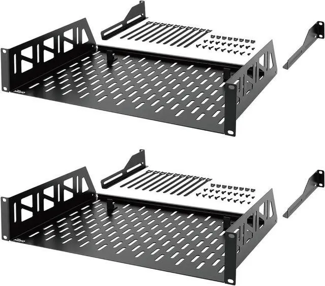 Main image of Tecmojo 2U Rack Shelf,19 inch Server Rack Shelf 12 inch Depth,Weight Capacity 110Lbs/50kg,Rack Mount Shelf for 19" Network Racks & Cabinets,with Complete Accessories (2Pack)