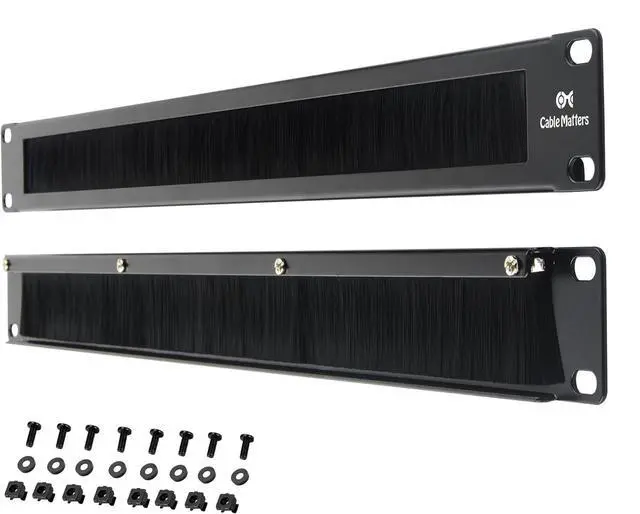 Main image of Cable Matters 2-Pack Rackmount or Wall Mount 1U 19 Brush Panel (19-inch Rack Mount Brush Panel 1U) in Black