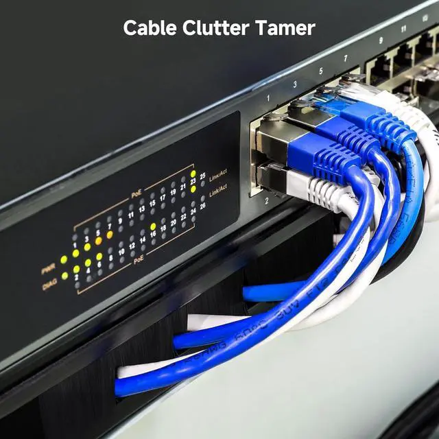 Alt view image 2 of 7 - Cable Matters 2-Pack Rackmount or Wall Mount 1U 19 Brush Panel (19-inch Rack Mount Brush Panel 1U) in Black