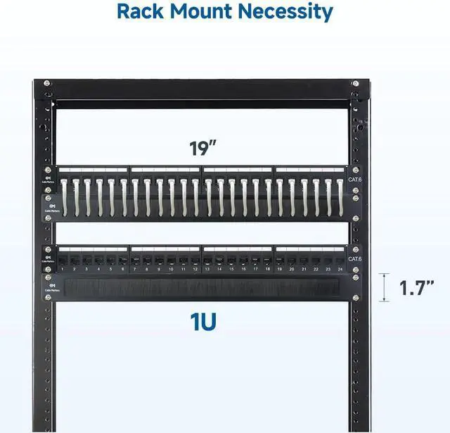 Alt view image 3 of 7 - Cable Matters 2-Pack Rackmount or Wall Mount 1U 19 Brush Panel (19-inch Rack Mount Brush Panel 1U) in Black