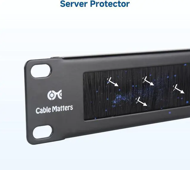 Alt view image 4 of 7 - Cable Matters 2-Pack Rackmount or Wall Mount 1U 19 Brush Panel (19-inch Rack Mount Brush Panel 1U) in Black