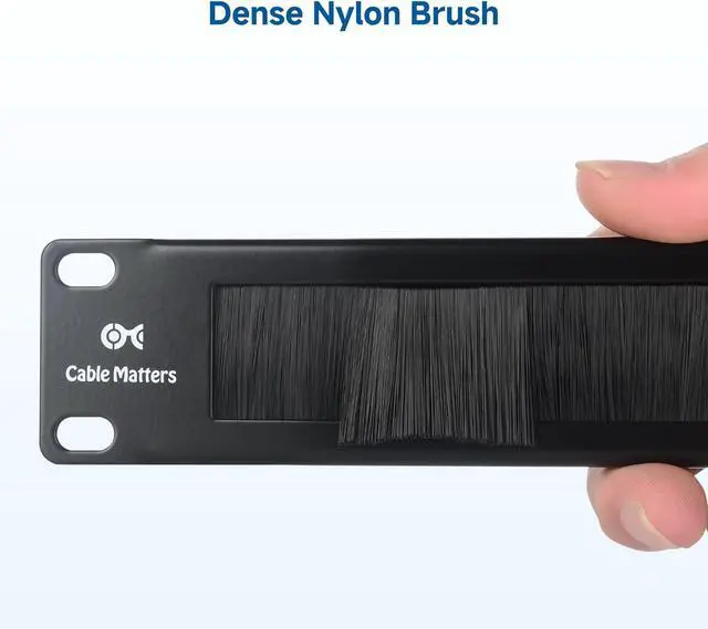 Alt view image 5 of 7 - Cable Matters 2-Pack Rackmount or Wall Mount 1U 19 Brush Panel (19-inch Rack Mount Brush Panel 1U) in Black