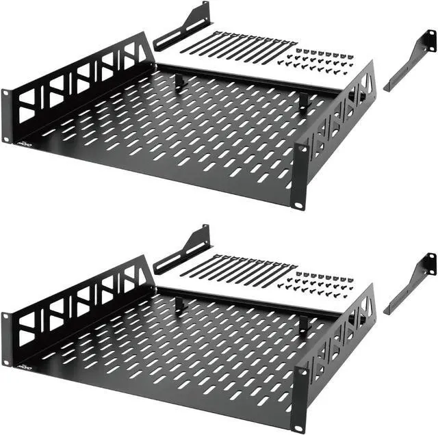 Main image of Tecmojo 2U Rack Shelf,19 inch Server Rack Shelf 16 inch Depth,Weight Capacity 110Lbs/50kg,Rack Mount Shelf for 19" Network Racks & Cabinets,with Complete Accessories (2Pack)