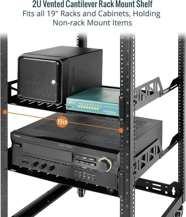 Alt view image 5 of 7 - Tecmojo 2U Rack Shelf,19 inch Server Rack Shelf 16 inch Depth,Weight Capacity 110Lbs/50kg,Rack Mount Shelf for 19" Network Racks & Cabinets,with Complete Accessories