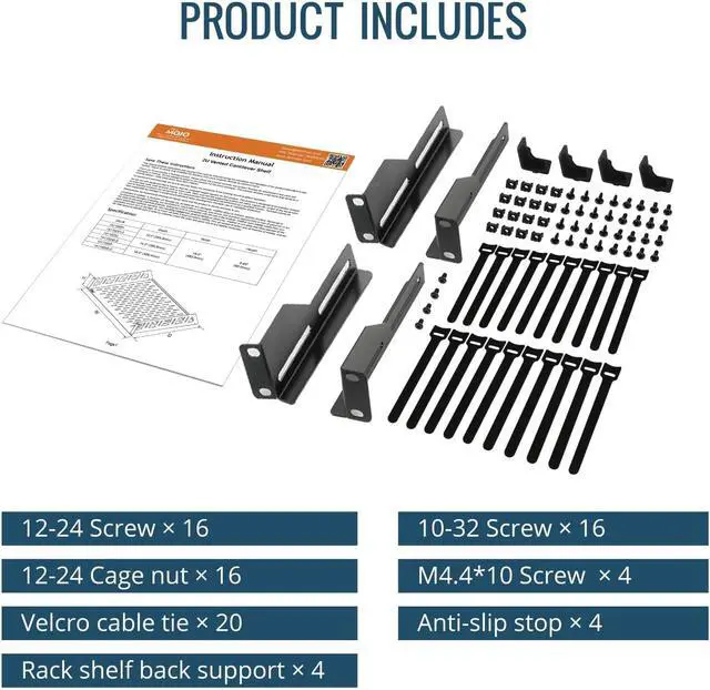 Alt view image 7 of 7 - Tecmojo 2U Rack Shelf,19 inch Server Rack Shelf 16 inch Depth,Weight Capacity 110Lbs/50kg,Rack Mount Shelf for 19" Network Racks & Cabinets,with Complete Accessories (2Pack)