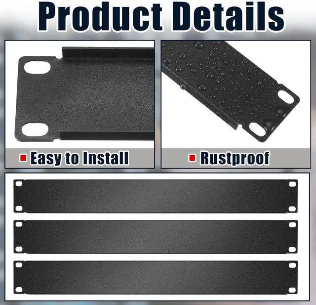 Alt view image 5 of 7 - Leinuosen Blank Rack Mount Panel Spacer Metal Blank Panel Black Server Rack Accessories Mount Filler for 19 Inch Server Network Enclosure Cabinet Cable(1 U,10 Pcs)