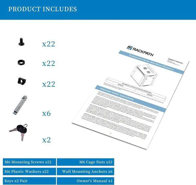 Alt view image 6 of 6 - RackPath 9U Professional Wall Mount Server Cabinet Network Rack Enclosure with 2X Quiet Cooling Fan, 1x Brush Cable Management Panel, Black