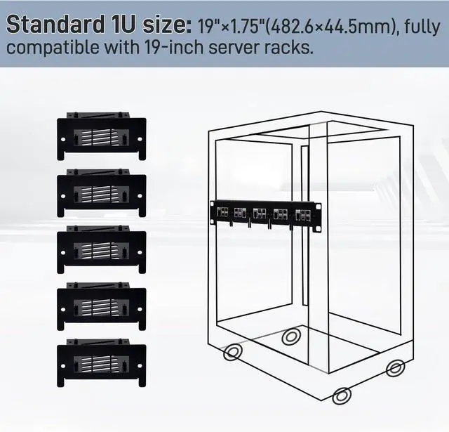 Alt view image 3 of 7 - GeeekPi 19 inch 1U Rack Mount for Raspberry Pi 5/4B/3B+/3B, with Removable Front Brackets, Compatible with 19 inch Server Cabinets