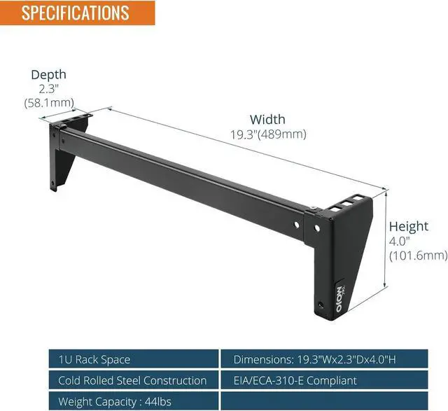 Alt view image 2 of 6 - Tecmojo 1U Foldable Vertical Rack and Wall Mountable Patch Panel Bracket for 19" Server and Data Equipment