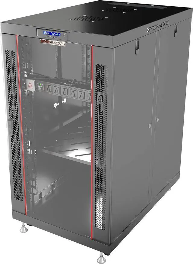 Main image of Server Rack Locking Cabinet Network Enclosure Premium Series for Server AV Networking Computer and Other IT Equipment - 35-inch Depth - Thermosystem/LCD Screen (18U)