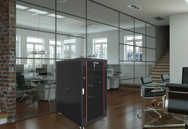 Alt view image 3 of 7 - Server Rack Locking Cabinet Network Enclosure Premium Series for Server AV Networking Computer and Other IT Equipment - 35-inch Depth - Thermosystem/LCD Screen (18U)