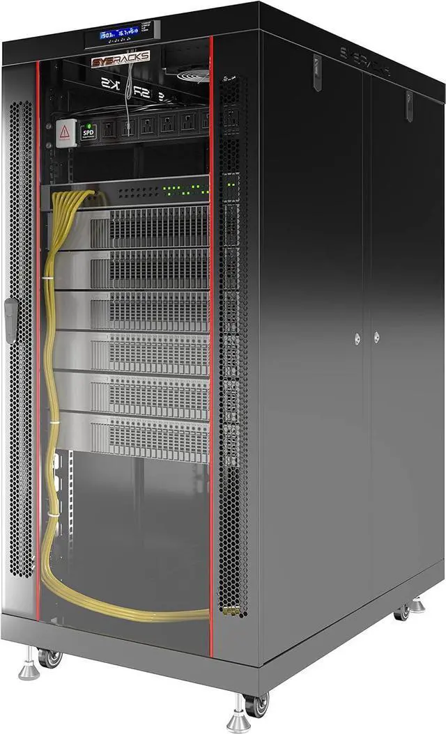 Alt view image 5 of 7 - Server Rack Locking Cabinet Network Enclosure Premium Series for Server AV Networking Computer and Other IT Equipment - 35-inch Depth - Thermosystem/LCD Screen (18U)
