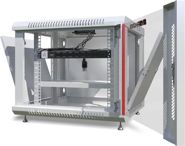 Alt view image 3 of 7 - Server Rack 9U Wall Mount Network Cabinet Gray IT Av Data Server Rack Cabinet Enclosure 24 Inch Depth - Shelf - 8-Way PDU - Fan - Casters - Hardware (9U, Light Grey)