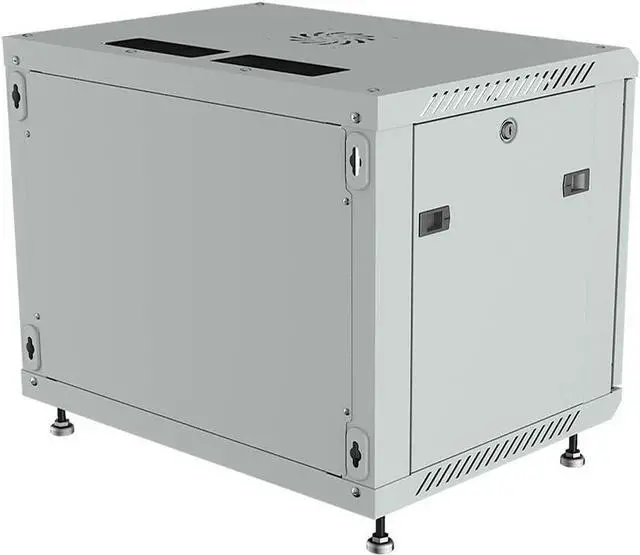 Alt view image 7 of 7 - Server Rack 9U Wall Mount Network Cabinet Gray IT Av Data Server Rack Cabinet Enclosure 24 Inch Depth - Shelf - 8-Way PDU - Fan - Casters - Hardware (9U, Light Grey)