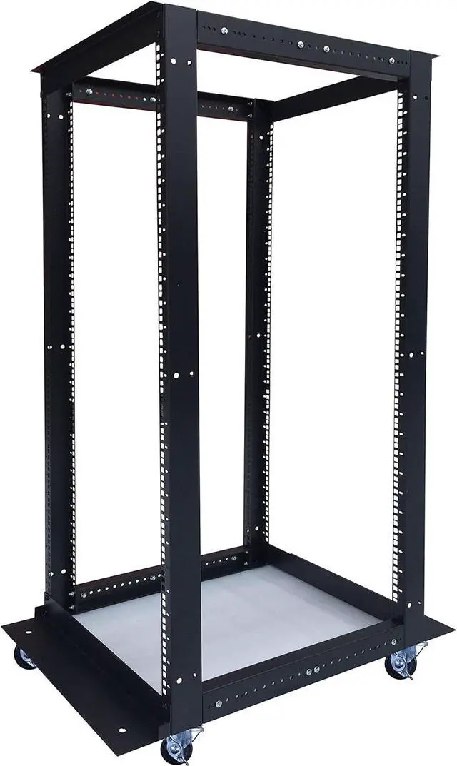 Alt view image 2 of 7 - Sysracks 4 Post Open Frame Server Rack Mobile Relay with Wheels Casters for 19" Network Server AV IT Equipment Gear Rack Cabinet Adjustable Depth 24"-37" (27U (53" H x 21" W))