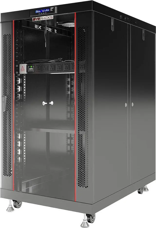 Alt view image 2 of 7 - Server Rack Locking Cabinet Network Enclosure Premium Series for Server AV Networking Computer and Other IT Equipment - 35-inch Depth - Thermosystem/LCD Screen (18U)