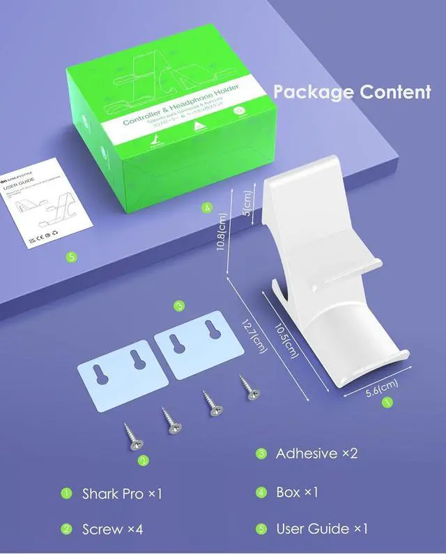 Alt view image 7 of 7 - 6amLifestyle Controller and Headphone Wall Mount Holder Stand with Cord Hanger for PS5 PS4 Xbox One Switch Pro Gamepad Controller Hook Strong Adhesive/Screws, White