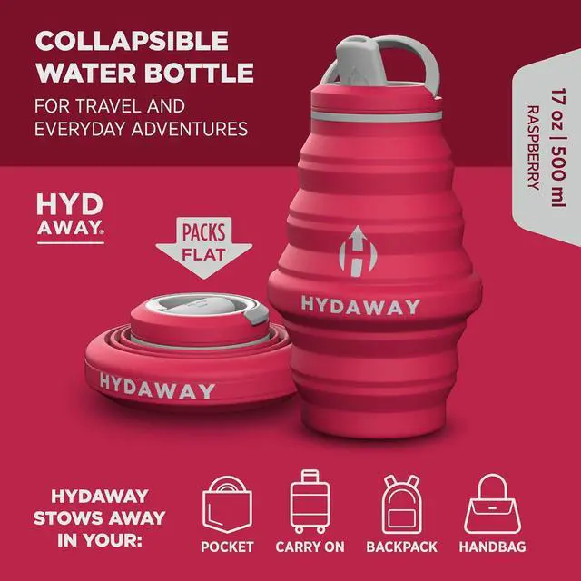 Alt view image 2 of 7 - HYDAWAY 17oz Collapsible Water Bottle - BPA-Free, Leakproof, Lightweight, and Space-Saving - Perfect for Travel, Hiking, and Everyday Hydration