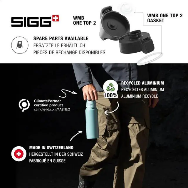 Alt view image 4 of 6 - SIGG - Aluminum Water Bottle - WMB Pathfinder Aluminium - Climate Neutral Certified - Leakproof - Lightweight - BPA Free - Black - 34 Oz