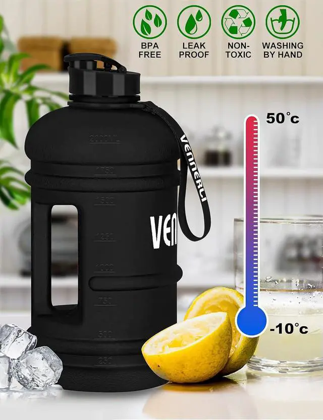 Alt view image 2 of 7 - VENNERLI Half Gallon Water Bottle 2.2L Large Sports Water Bottle with Handle 74oz BPA-free Reusable Plastic Water Jugs Leakproof Hydro Bottle for Gym Yoga Travel Camping Cycling Outdoor Sports