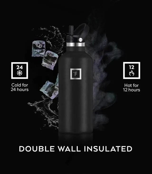 Alt view image 4 of 7 - IRON °FLASK Camping & Hiking Hydration Canteens - 3 Lids (Narrow Straw Lid) Leak Proof Vacuum Insulated Stainless Steel - Hot & Cold Double Walled Sports Water Bottle - Cobalt, 24 Oz