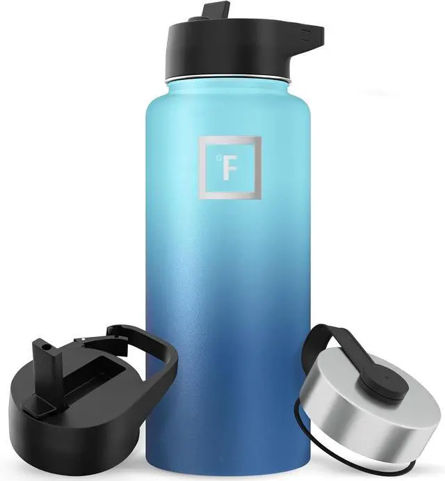 Main image of IRON °FLASK Camping & Hiking Hydration Flask with 3 Lids - Stainless Steel, Double Walled & Vacuum Insulated Water Bottle - Leak Proof & BPA Free 32 Oz