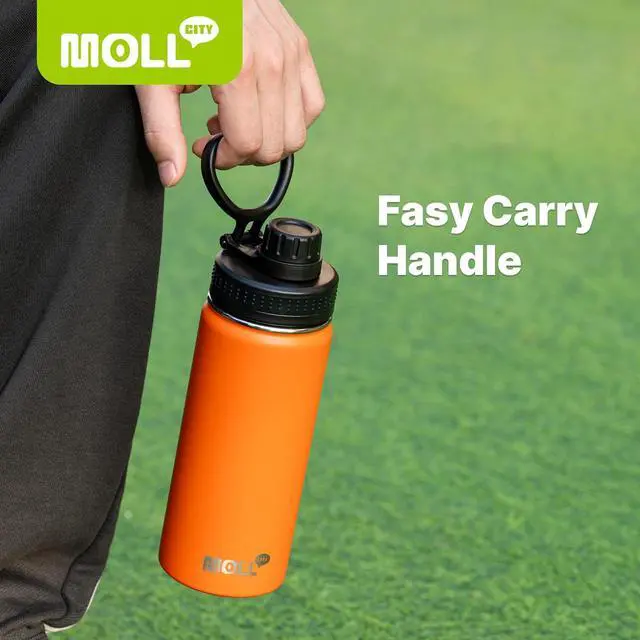 Alt view image 4 of 7 - Kids Insulated Water Bottle-16 oz Stainless Steel Vacuum Wide Mouth Sports Flask with Silicone Boot-Reusable Metal Leak Proof Travel Water Bottle for Girls Boys, BPA-Free(Orange)