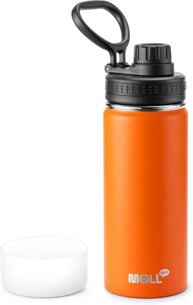 Main image of Kids Insulated Water Bottle-16 oz Stainless Steel Vacuum Wide Mouth Sports Flask with Silicone Boot-Reusable Metal Leak Proof Travel Water Bottle for Girls Boys, BPA-Free(Orange)