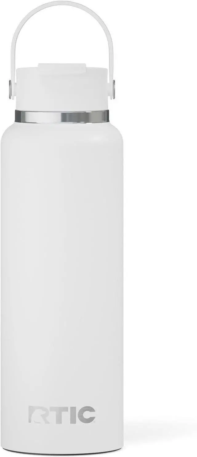 Main image of RTIC 40oz Outback Bottle, Ceramic Lined, Insulated, Stainless Steel, Metal, Double Wall Vacuum-Insulation, Leak-Proof Lid, BPA-Free Water Flask Hiking, Running, Sports, Outdoor, White