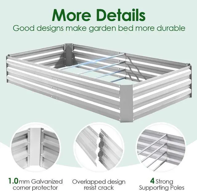 Alt view image 7 of 7 - Quictent Raised Garden Bed with Cover Outdoor Galvanized Metal Planter Box Kit, w/ 2 Large Screen Windows Mini Greenhouse 20pcs T Tags 1 Pair of Gloves Included for Growing Vegetables 6x3x1ft (Clear)