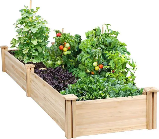 Main image of Yaheetech 8×2ft Wooden Horticulture Raised Garden Bed Divisible Elevated Planting Planter Box for Flowers/Vegetables/Herbs in Backyard/Patio Outdoor, Natural Wood, 95 x 25 x 11in