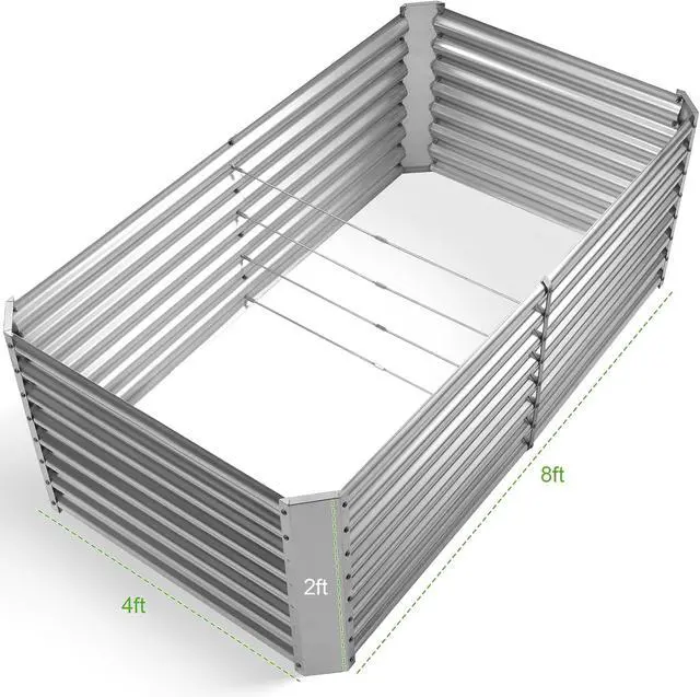 Alt view image 2 of 6 - Land Guard 8×4×2 ft Galvanized Raised Garden Bed Kit, Galvanized Planter Raised Garden Boxes Outdoor, Large Metal Raised Garden Beds for Vegetables.