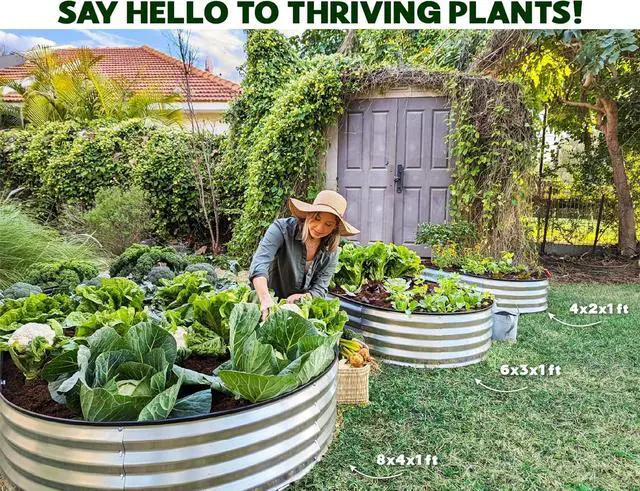 Alt view image 4 of 6 - Galvanized Raised Garden Beds Outdoor // 4×2×1 ft Planter Raised Beds for Gardening, Vegetables, Flowers // Large Metal Garden Box (Silver) // Patented Tool-Free Design