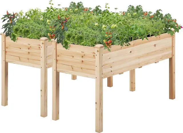 Main image of Yaheetech 2pcs Raised Garden Bed 48x24x30in Elevated Wooden Horticulture Planter Box with Legs Standing Growing Bed for Gardening/Backyard/Patio/Balcony, Wood
