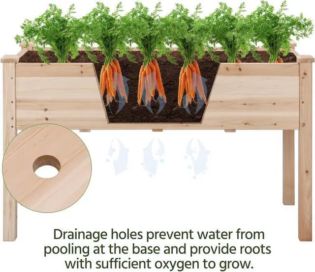 Alt view image 4 of 7 - Yaheetech 2pcs Raised Garden Bed 48x24x30in Elevated Wooden Horticulture Planter Box with Legs Standing Growing Bed for Gardening/Backyard/Patio/Balcony, Wood