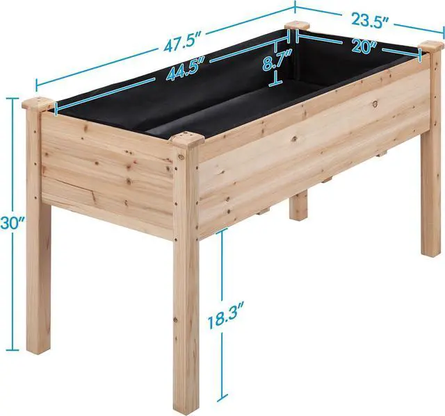 Alt view image 3 of 7 - Yaheetech 2pcs Raised Garden Bed 48x24x30in Elevated Wooden Horticulture Planter Box with Legs Standing Growing Bed for Gardening/Backyard/Patio/Balcony, Wood