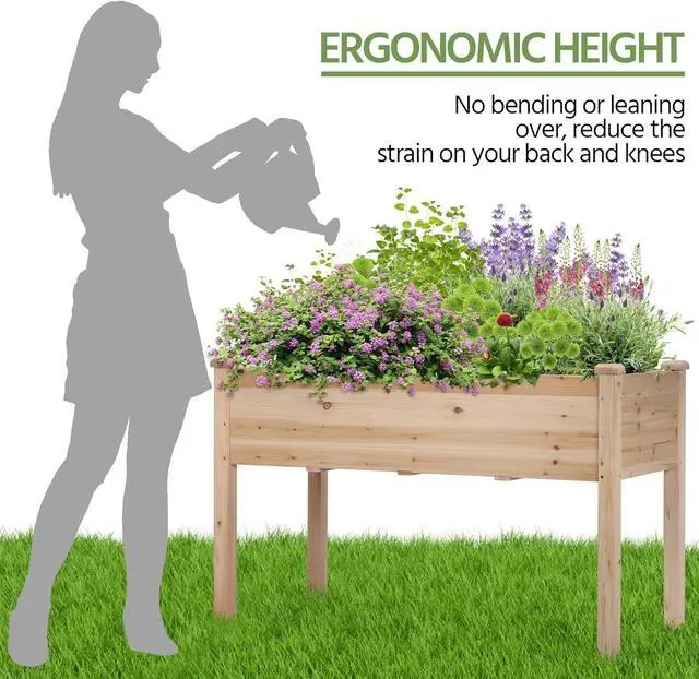 Alt view image 5 of 7 - Yaheetech 2pcs Raised Garden Bed 48x24x30in Elevated Wooden Horticulture Planter Box with Legs Standing Growing Bed for Gardening/Backyard/Patio/Balcony, Wood
