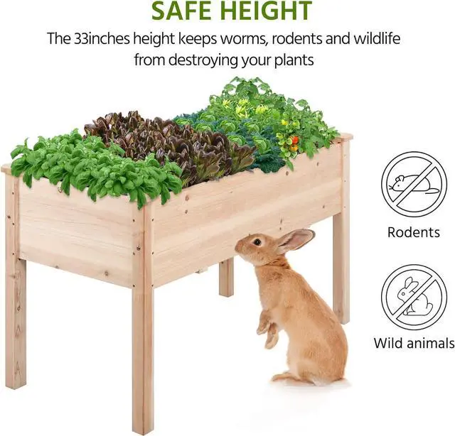 Alt view image 7 of 7 - Yaheetech 2pcs Raised Garden Bed 48x24x30in Elevated Wooden Horticulture Planter Box with Legs Standing Growing Bed for Gardening/Backyard/Patio/Balcony, Wood