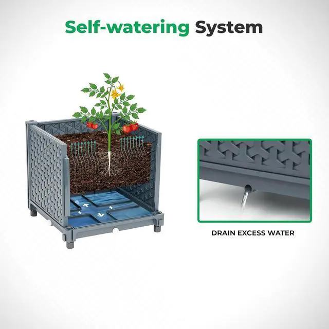 Alt view image 4 of 6 - Raised Garden Bed with Tomato Planter Cage, Trellis Planter Boxes for Outdoor Patio Greenhouse Gardening Climbing Vegetables