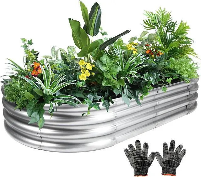 Main image of Galvanized Raised Garden Bed, 4x2x1 FT Thickening Raised Beds for Gardening, Oval Larger Space Planter Box for Outdoor for Herbs, Vegetables, Fruits